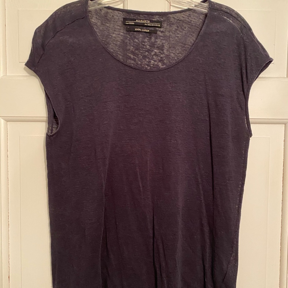 AllSaints Navy Linen Top